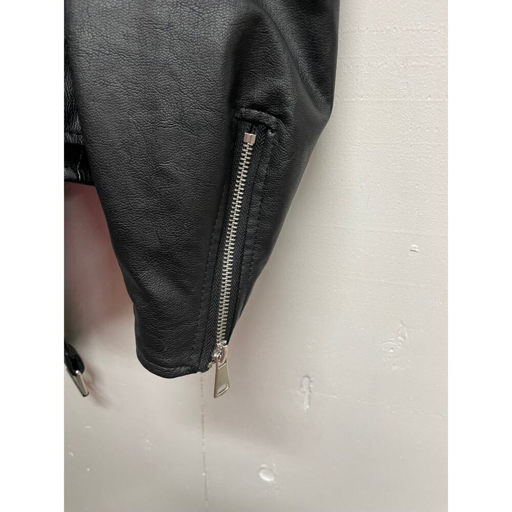 Misguided US 6 Medium Size Black Faux Leather Motorcycle Jacket Retro T-Birds - Picture 9 of 12